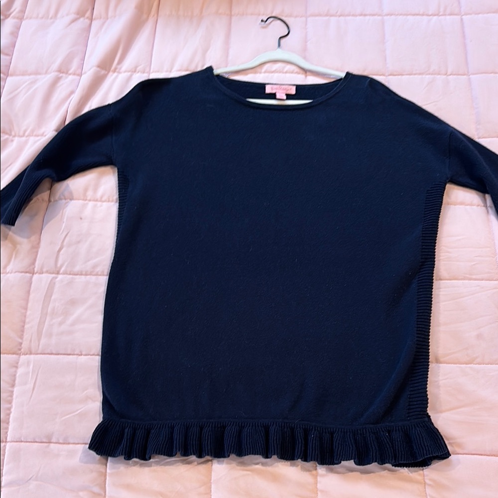 Lilly Pulitzer Navy Ruffle Hem Sweatergirls XL